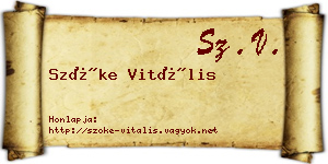 Szőke Vitális névjegykártya